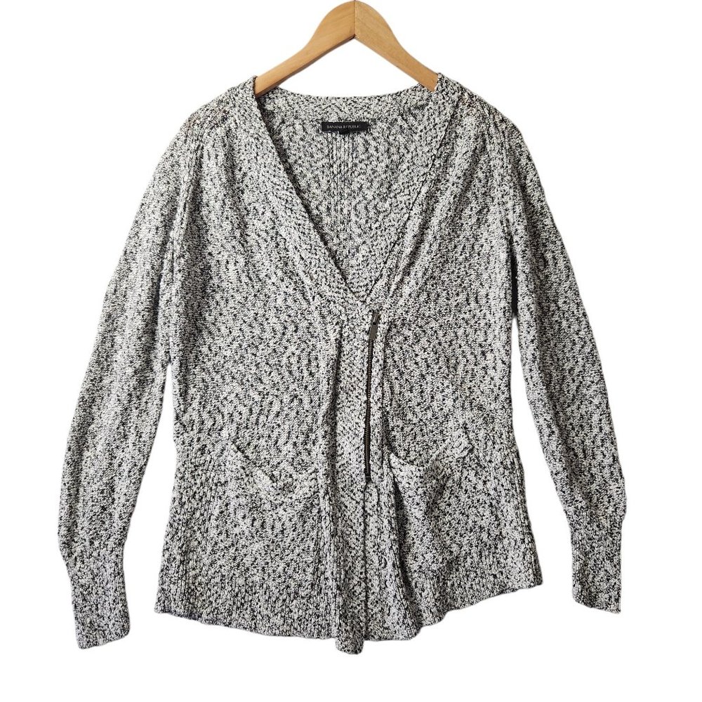 Banana Republic Womens Black Heathered half Zip Knit Cardigan Sweater Size Small